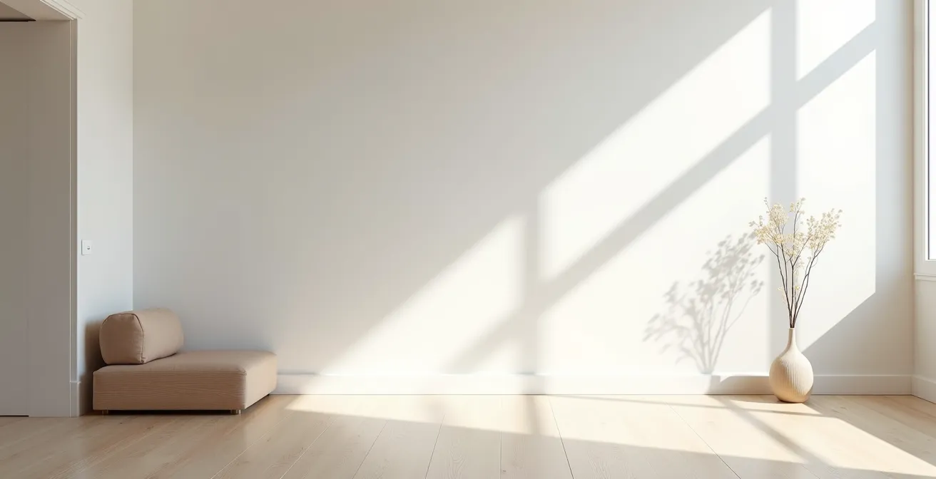 Vue aérienne d'une entrée avec zones de rangement organisées