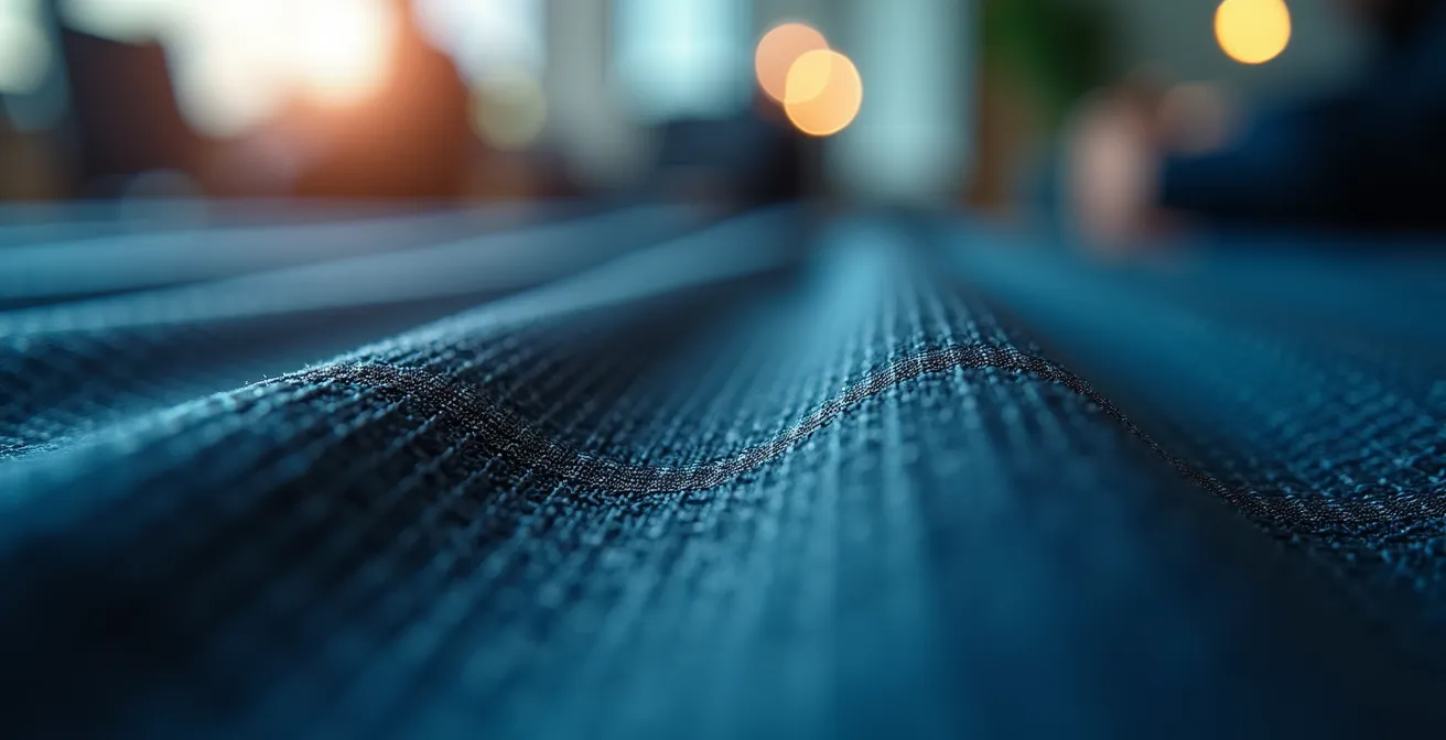 Gros plan sur la texture du tissu respirant d'une chaise ergonomique avec détails de maille